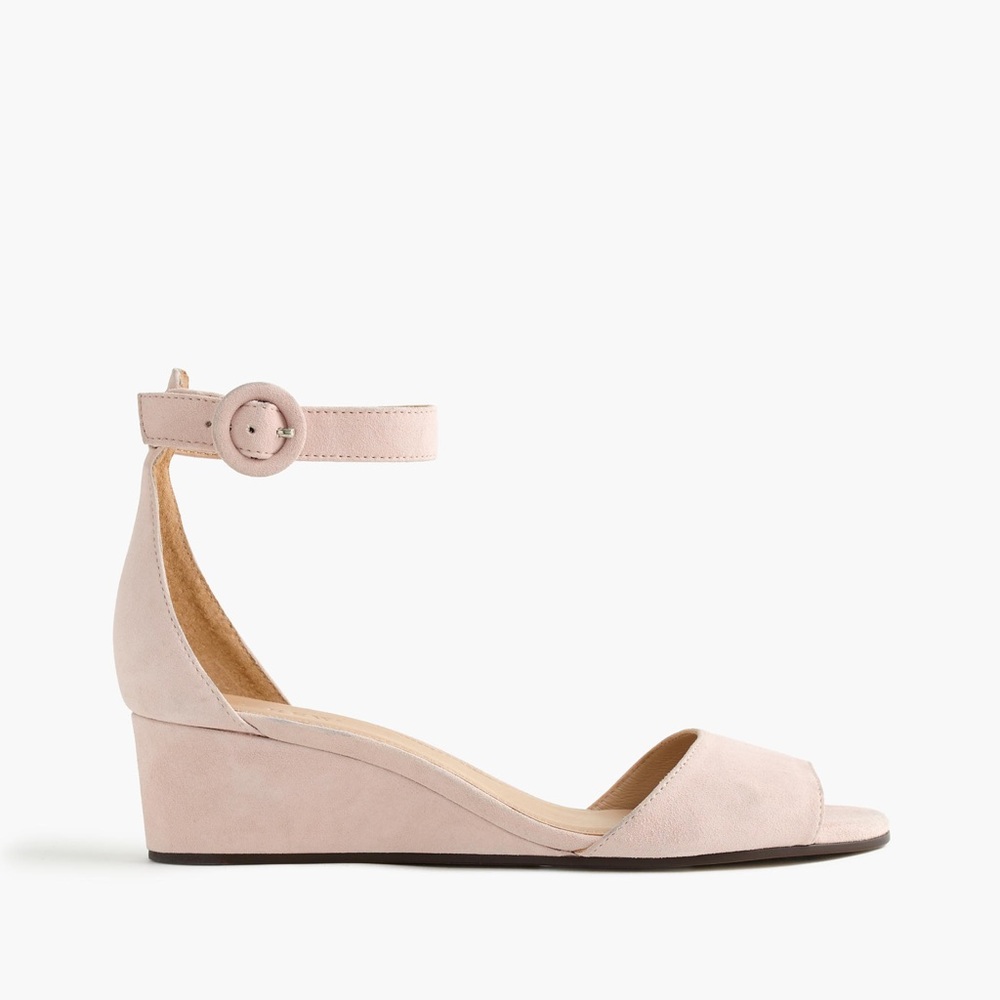 J. Crew Laila suede wedges in washed light pink
